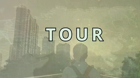 Tour Text Reveal Man On Bridge Envisioning World Wide Trip Video Stock Footage 306467868