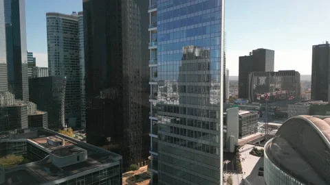 Tour Trinity glass skyscraper, La Défense. Paris in France. Aerial drone 動画素材 219622280