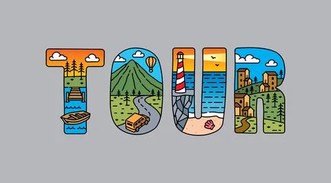 Tour typography design vector, for t-shirt, poster and other uses Stock Illustration