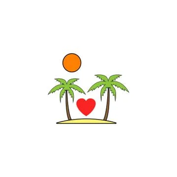 Tour in Valentines day solid icon, Travel Island Stock Illustration