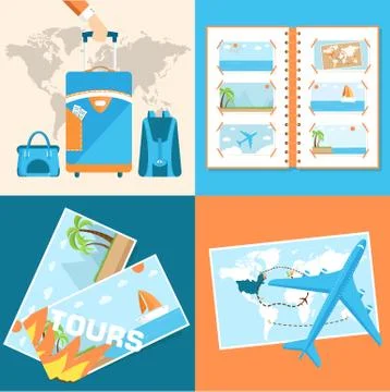 Tour of the world seamless pattern concept. Tourism with fast tr Stock Illustration