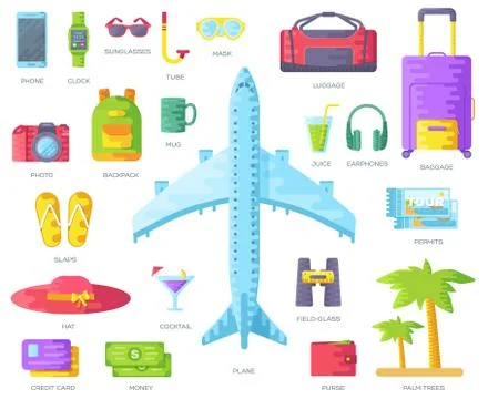 Tour of the world vector brochure set. Travel template. Summer vacation trip Stock Illustration