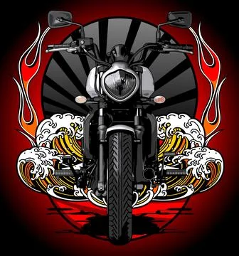 Touring motorcycle front view vector template Stock Illustration