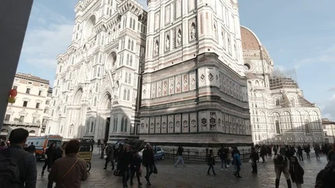 Touris Ealking by Florence Cathedral Stock Footage 127336552