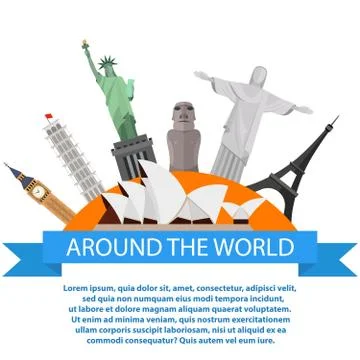 Tourism adventure vacation vector set Stock Illustration