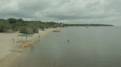 Tourism-Amazon-Brazil-alter-do-chao-para-santarem-people-beach Stock Footage 30599397