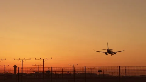 Tourism background view, RED camera footage with copy space, 6K Airplane landing Video stock 192182542