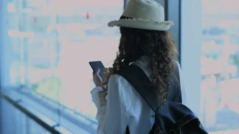 Tourism concept of 4k Resolution. Asian woman walking inside the airport. Stock Footage 165363653