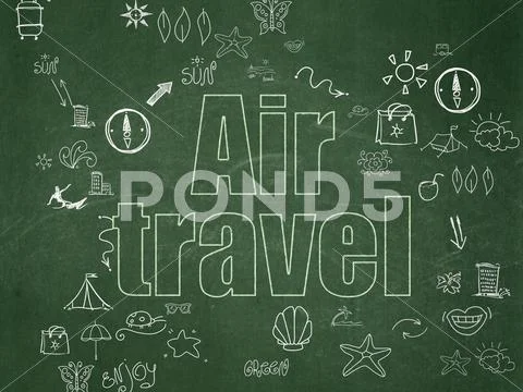 Tourism Concept: Air Travel On School Board Background