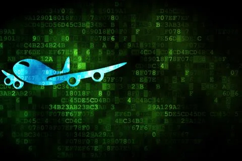 Tourism concept: Airplane on digital background Stock Illustration
