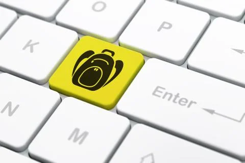 Tourism concept: Backpack on computer keyboard background Stock Illustration