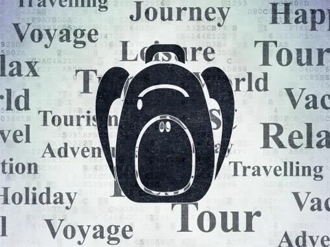 Tourism concept: Backpack on Digital Data Paper background Stock Illustration