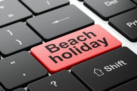 Tourism concept: Beach Holiday on computer keyboard background Stock Illustration