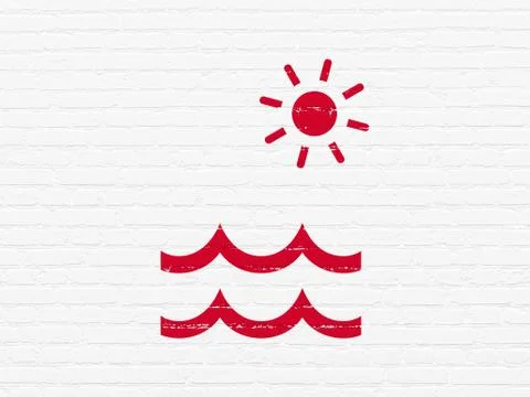 Tourism concept: Beach on wall background イラスト素材