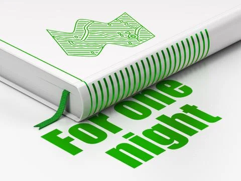 Tourism concept: book Map, For One Night on white background Stock Illustration