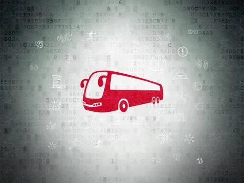 Tourism concept: Bus on Digital Data Paper background イラスト素材