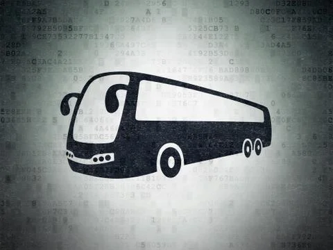 Tourism concept: Bus on Digital Data Paper background Stockillustratie