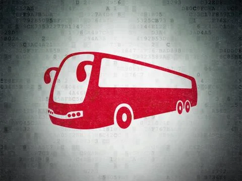 Tourism concept: Bus on Digital Data Paper background 库存插图