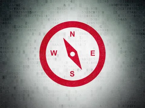 Tourism concept: Compass on Digital Data Paper background 스톡 일러스트