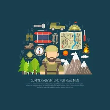 Tourism Concept Flat Illustrazione stock