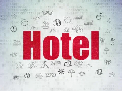 Tourism concept: Hotel on Digital Data Paper background 库存插图