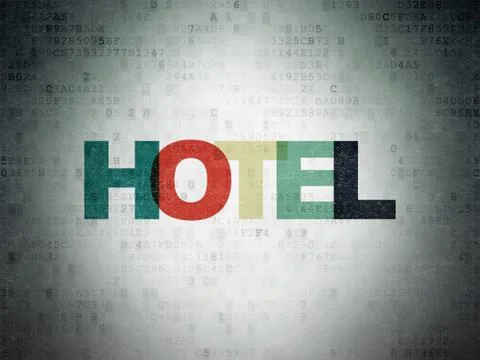 Tourism concept: Hotel on Digital Data Paper background 库存插图