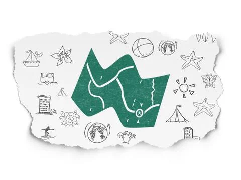 Tourism concept: Map on Torn Paper background イラスト素材