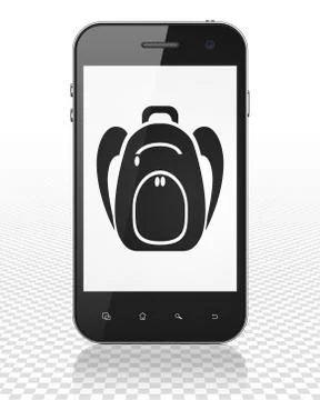 Tourism concept: Smartphone with Backpack on display Stock Illustration