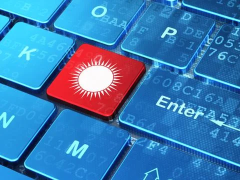 Tourism concept: Sun on computer keyboard background Stockillustratie