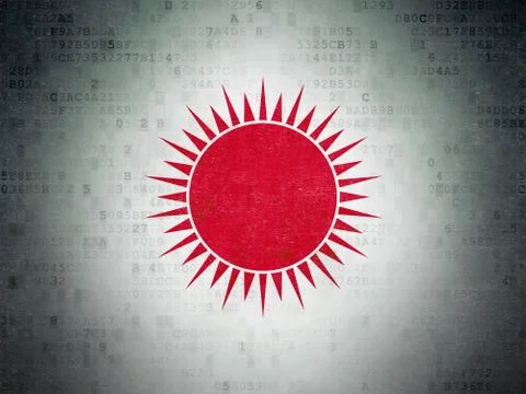 Tourism concept: Sun on Digital Data Paper background Stock Illustration