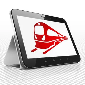 Tourism concept: Tablet Computer with Train on display Illustrazione stock