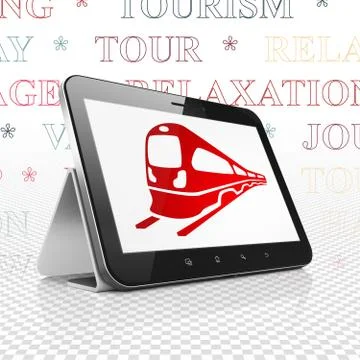 Tourism concept: Tablet Computer with Train on display Illustrazione stock