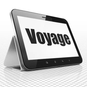 Tourism concept: Tablet Computer with Voyage on display Ilustración de archivo