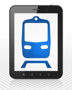 Tourism concept: Tablet Pc Computer with Train on display Illustrazione stock