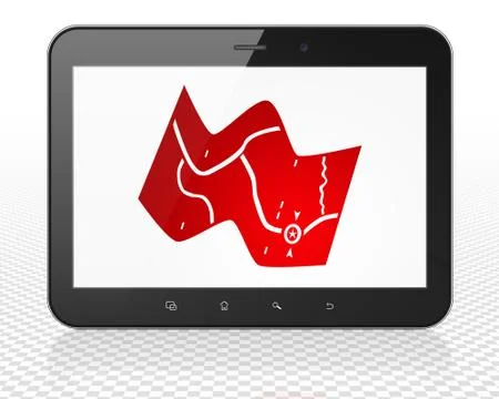 Tourism concept: Tablet Pc Computer with Map on display Ilustración de archivo