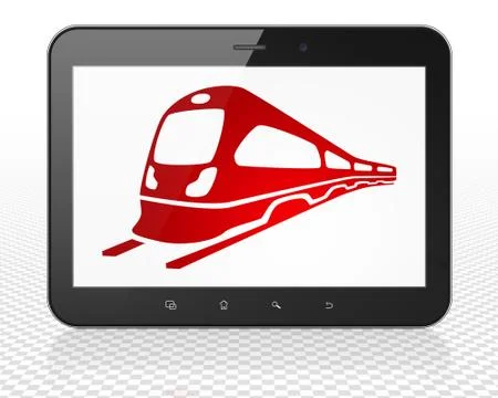 Tourism concept: Tablet Pc Computer with Train on display Illustrazione stock
