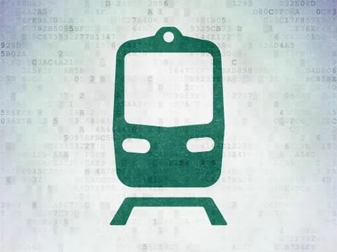 Tourism concept: Train on Digital Data Paper background Illustrazione stock