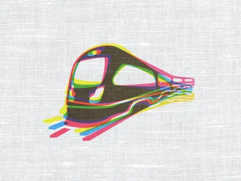Tourism concept: Train on fabric texture background Stockillustratie