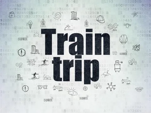 Tourism concept: Train Trip on Digital Data Paper background 库存插图
