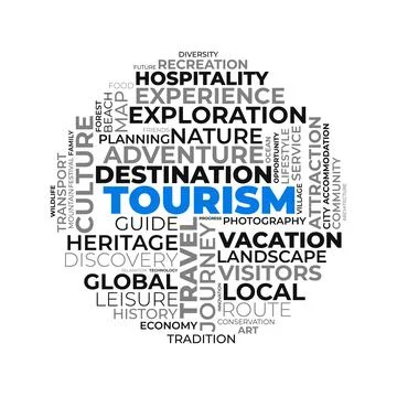 Tourism Concept Word Cloud Vector Illustration 스톡 일러스트