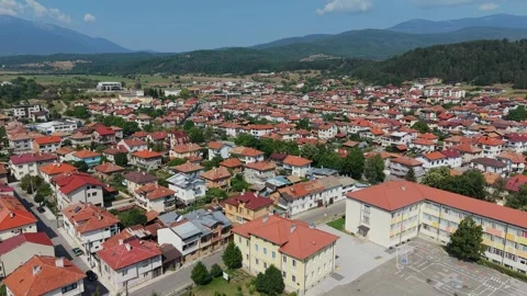 Tourism drone video overview of Razlog town, Bulgaria Stock-Footage 344057468