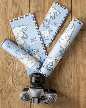 Tourism elements assortment top view Stock Photos