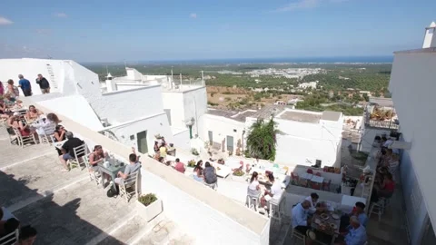 Tourism in Ostuni, the white city in Italy Stock Footage