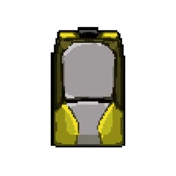 Tourism photo camera backpack pixel art vector illustration 스톡 일러스트