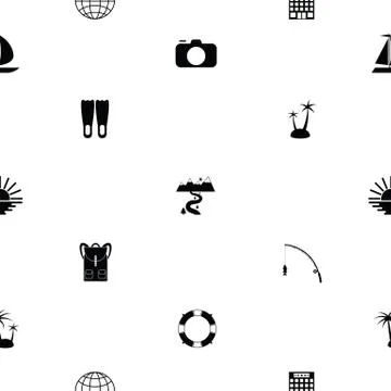 Tourism seamless pattern background icon. Stock Illustration