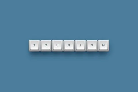 Tourism text on a 3d keyboard button with shadow concept series 스톡 일러스트