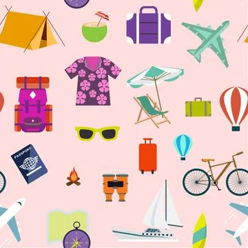 Tourism Travel Pattern vector design Holiday	 Stock Illustration