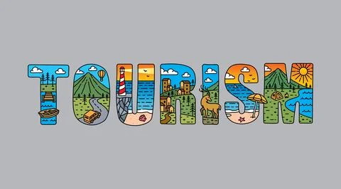 Tourism typography design vector, for t-shirt, poster and other uses Stock Illustration