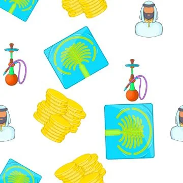 Tourism in UAE pattern, cartoon style Stock Illustration