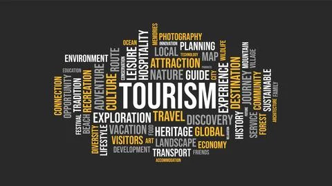 Tourism Word Cloud Concept Vector Illustration 스톡 일러스트